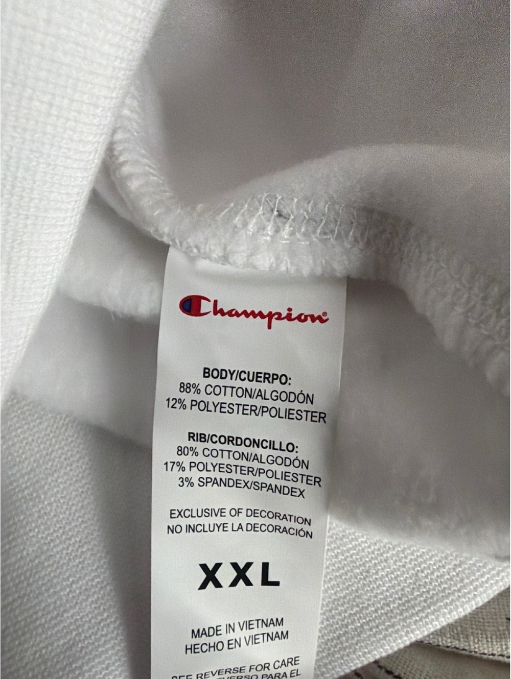 Champion Essential Standard Bright White Crewneck Sweatshirt XXL - Picture 9 of 10